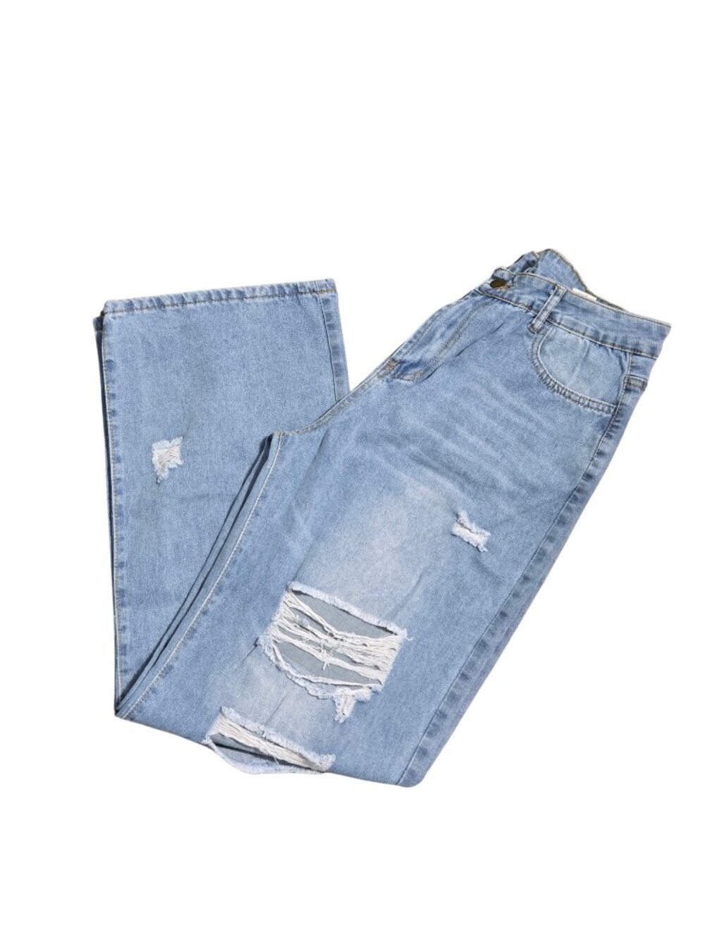 NWOT | Light Wash Distressed High-Rise Wide Leg Jeans XXL
